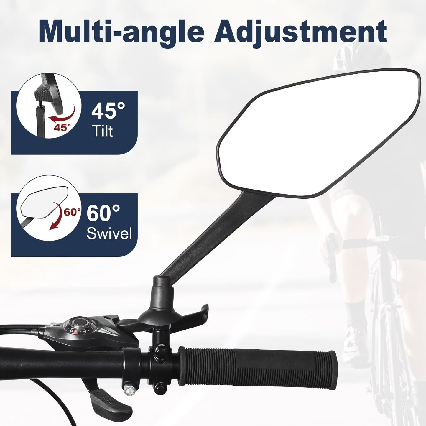 Zacro Bike Mirror 2 Pack, Upgraded 360°Adjustable Bicycle Rear View Mirror with Scratch Resistant Glass Lens, Bicycle Mirror Handlebar Mount Fit for Mountain Bikes, City Road Bikes, E-bikes