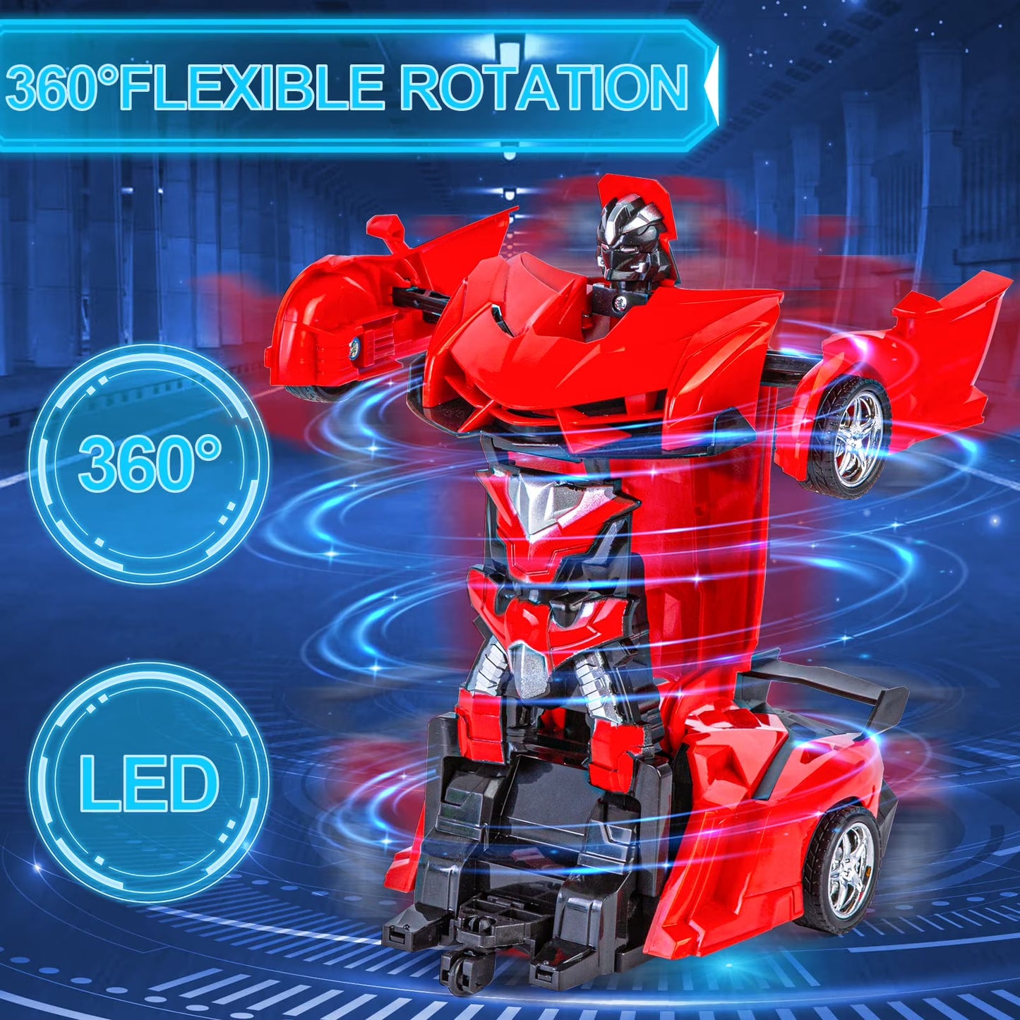 Zacro Transform RC Car Toys, 2.4Ghz 1:18 Scale Remote Control Car Transforming Robot, One-Button Deformation 360? Rotation Drifting Car Transformers Toys Gift
