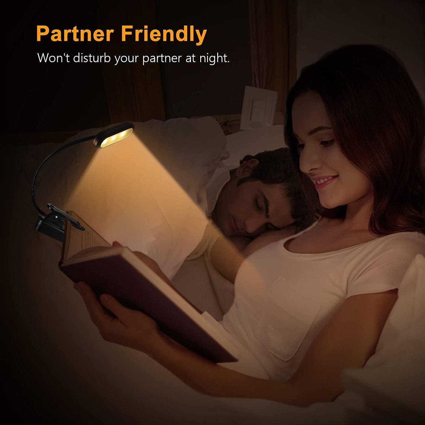 Anpro Rechargeable Book Light 6 LED, 3 Brightness Levels Lighting & 3 Color Temperatures, up to 40 Hours Reading, Lightweight Clip on Reading Lights for Books in Bed
