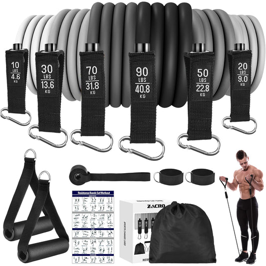 Zacro Resistance Bands Set, 270 lbs Heavy Exercise Resistance Bands with Handles Door Anchor for Muscle Training Stretching Workout Bands for Home Gym