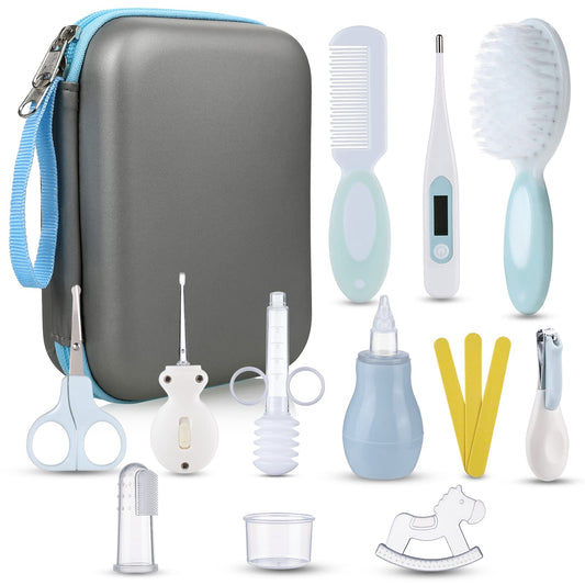 Lictin Baby Grooming and Healthcare Kit, 15PCS Newborn Nursery Safety Set with Thermometer Nail Clipper Brush Comb, Baby Care Kit for Infant Toddlers Baby Boys Girls