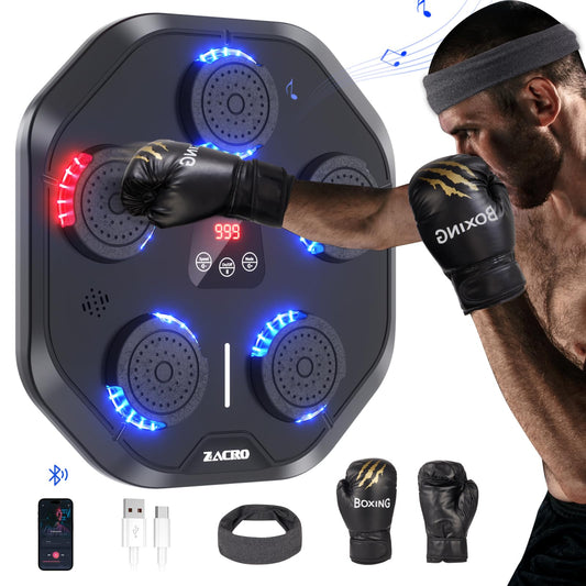 Music Boxing Machine, Lictin Smart Electronic Boxing Target Machine Wall Mounted with 9-Level Speed, Gloves & Headband for Home