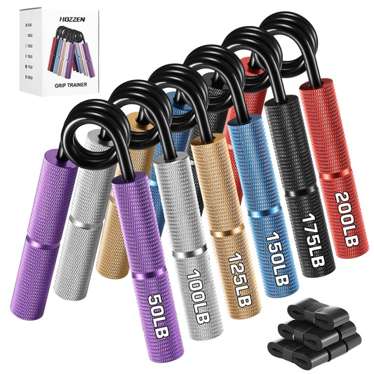 Hozzen Hand Grip Strengthener, Adjustable Resistance Hand Grip Strength Trainer, Non-Slip Gripper for Wrist and Forearm Strength - 6 Pack