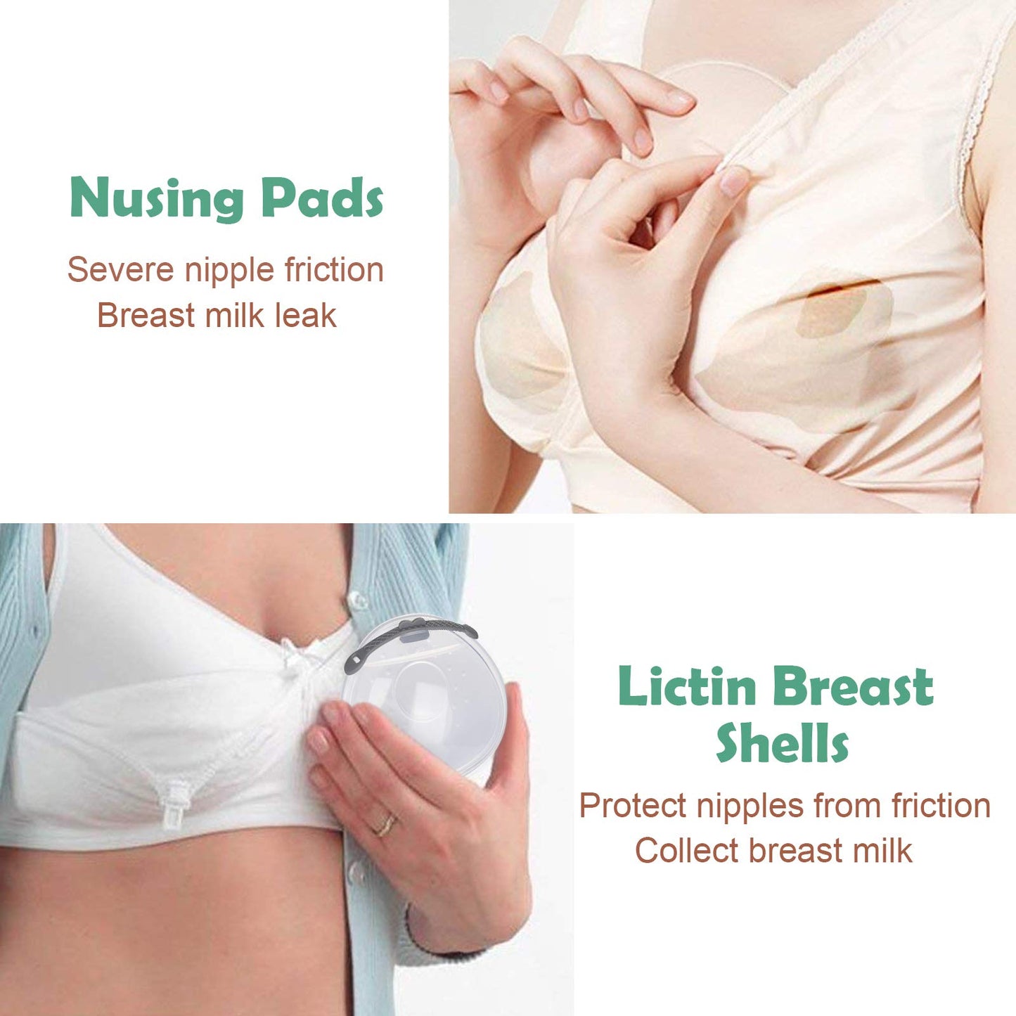 Lictin Breastmilk Collector, Breast Shell for Breastfeeding, 2 Pcs Silicone Breast Pad Nursing Cup Milk Saver for Nursing Moms, Protect Sore Nipples Soft and Reusable with Box