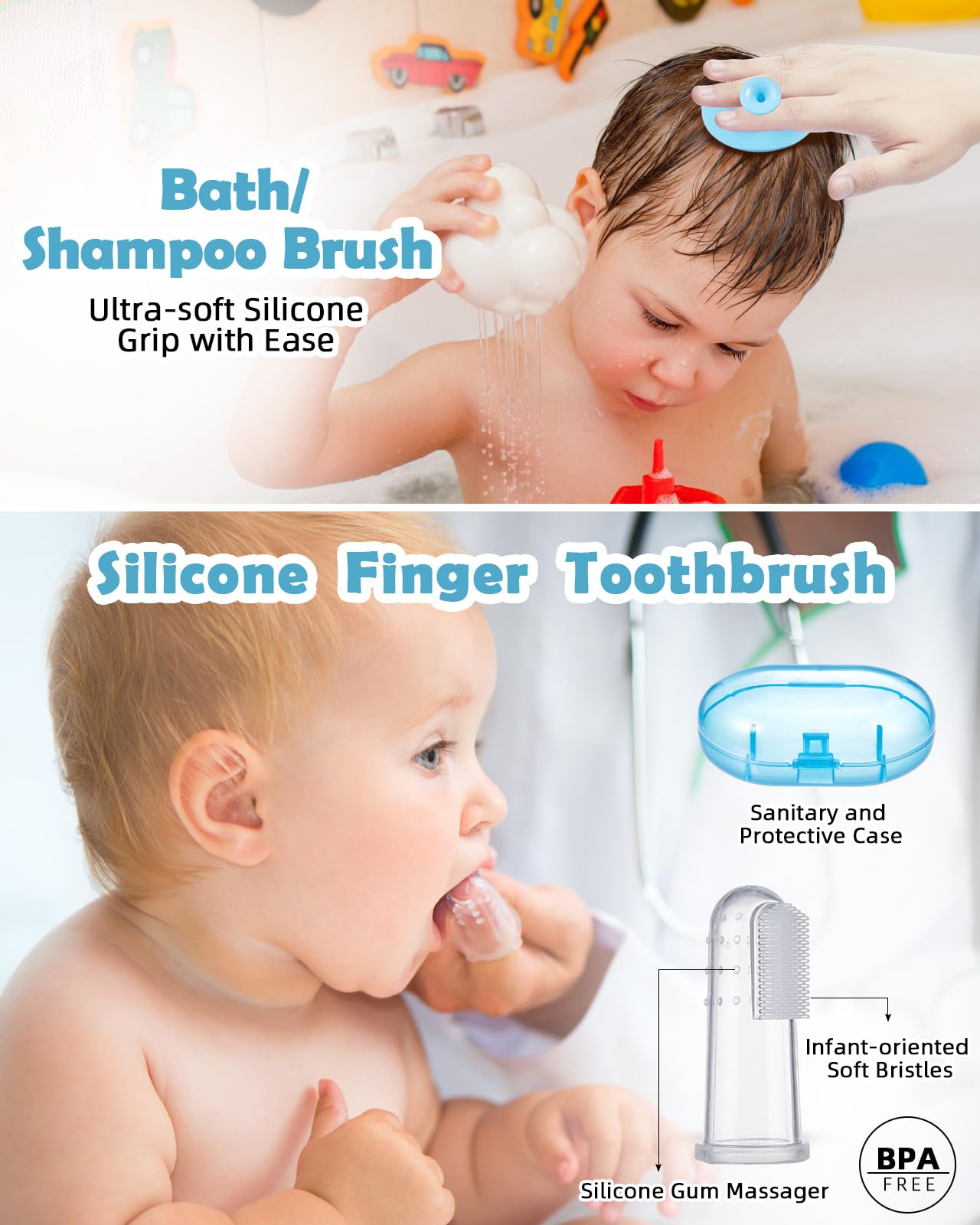 Lictin Baby Grooming Kit, 15 in 1 Portable Newborn Nursery Health Care Set with Thermometer Nail Clipper Brush Comb, Baby Safety Kit for Infant Toddlers, Blue