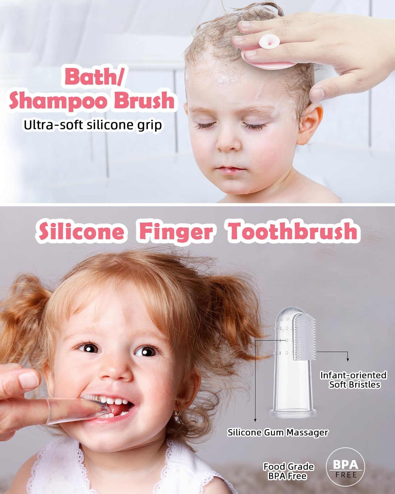Lictin Baby Grooming and Health Kit, Nursery Safety Health Care Set with Thermometer Nail Clipper Brush Comb, Baby Care Kit for Newborn Baby Girls, Pink