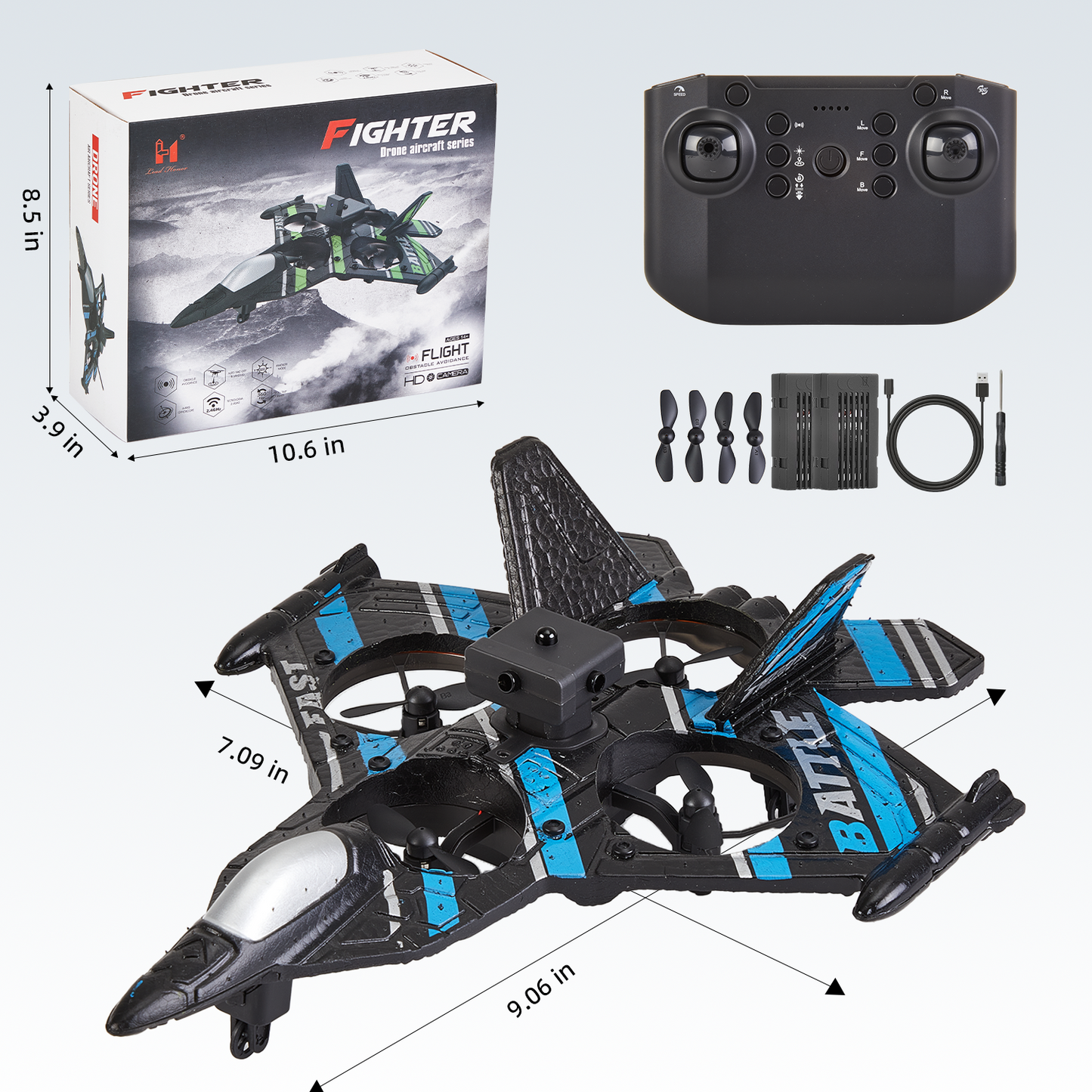 Gleamkid Foam Remote Control Airplane for Kids, 2.4GHz RC Plane with LED Lights & 360° Spin, Easy to Fly RC Aircraft Glider for Kids Adults, Black